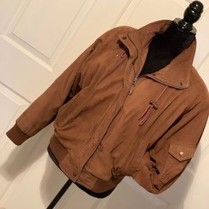 Brown leather bomber Jacket